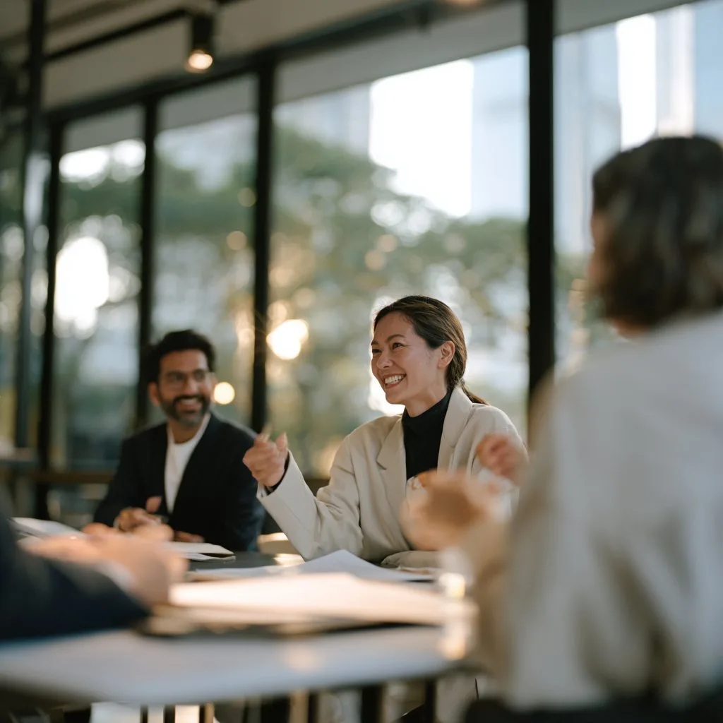 Business leaders reviewing commercial insurance and contracts
